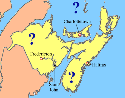 New Brunswick, Prince Edward Island, and Nova Scotia Map