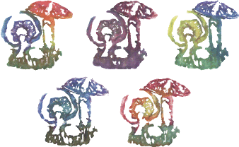 Watercolored mushrooms