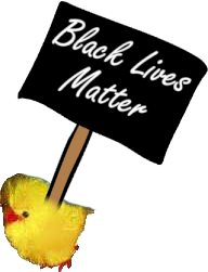 Marjorie holds a protest sign that reads “Black Lives Matter”