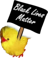 Marjorie holds a protest sign that reads “Black Lives Matter”