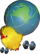 The standard Marjorie with a globe on her back but with dumbbells at her feet