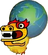 Marjorie with a dragon mask on