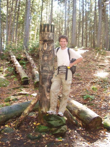 An Appalachian Trail thru-hiker nearing the end of the trail who is absolutely skeletal.