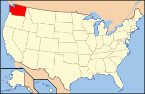 Map of the United States with Washington state highlighted