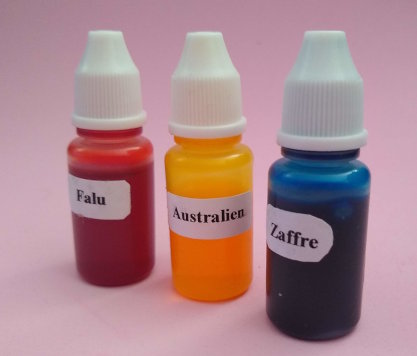 The three ink bottles that come with the kit