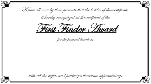 First Finder Award