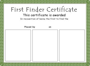 First Finder Certificate