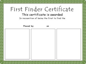 First Finder Certificate